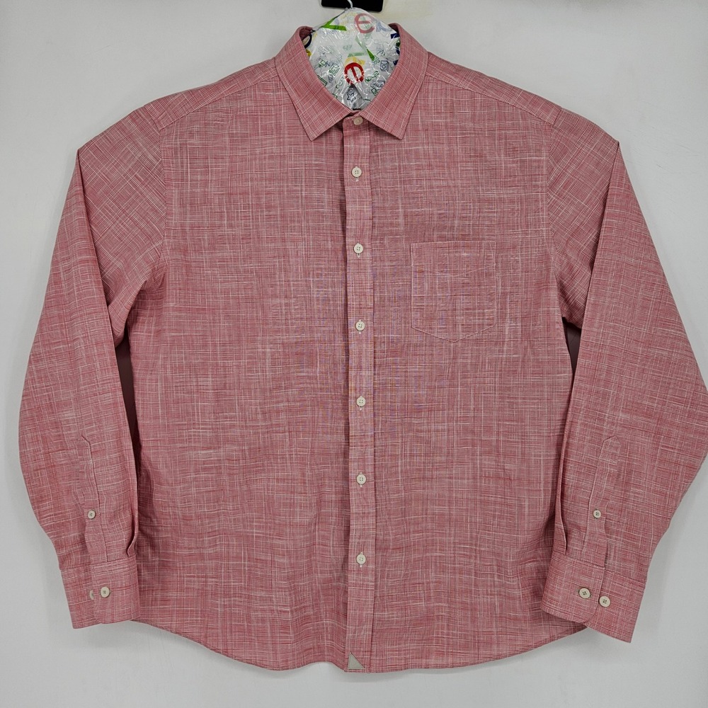 Untuckit Shirt Mens Extra Large Button Red White Long Sleeve Preppy Wrinkle Free